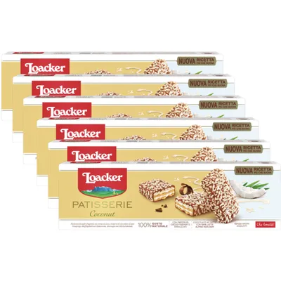 Verpackungsbild Loacker Gran Pasticceria Coconut Waffeln mit Kokoscreme 100g 6er Pack