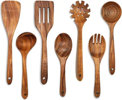 Obrázok produktu pre Drevená súprava kuchynského náčinia teak 7-dielne kuchynské náčinie Kuchynské náčinie