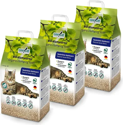 Produktbild von 3x20= 60 Liter Cosycat Katzenstreu Klumpstreu Cat`s Öko best