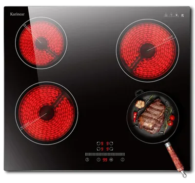 Obrázok produktu pre sklokeramikaková varná doska – vstavaná, 4 varné zóny – 60 cm – 220 V – ovládanie dotykom s posuvným ovládačom – 9 stupňov výkonu – časovač – detská poistka