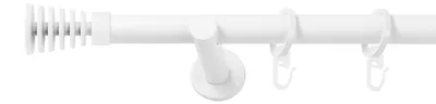 Produktbild von SN Deco Gardinenstange Gap, 19 mm, 1-läufig, Stahl, Komplett-Set mit Ringen, Auflageträger, 100 cm, weiß