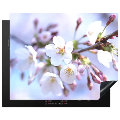Produktbild von KitchenYeah© Herdabdeckplatte Blumen - Sakura - Zweig , 65x52cm, Küche Deko, Glaskeramikkochfeld Herdabdeckung, Abdeckplatte fùr Kochfeld