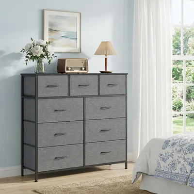 Produktbild von SONGMICS Kommode, Schrank, 9 Stoffschubladen, für Schlafzimmer, Flur, Wohnzimmer, grau