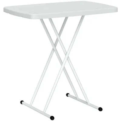 Image de Table de jardin, table d'appoint - Table pliante et réglable en hauteur pour balcon - Rectangulaire, 76x50x74 cm - Plateau en plastique, structure en métal - Capacité de charge : 50 kg - Adaptée pour intérieur et extérieur - Blanche