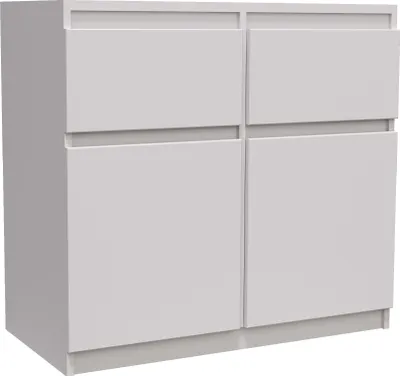Produktbild von Masseno Kommode MERAVIGLIA 80 cm Sideboard mit 2 Schubladen und 2 Türen für Wohnzimmer Schlafzimmer Modern 80x33x85 cm Weiß / Weiß