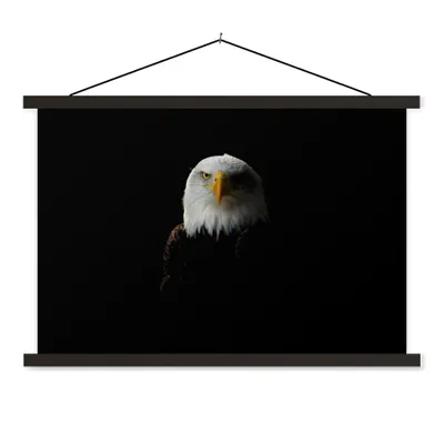 Produktbild von MuchoWow® Textilposter Adler - Vogel - Schwarz 60x40 cm mit schwarzem Rahmen - Hölzernes