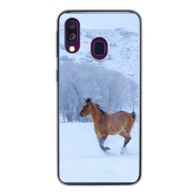 Produktbild von MuchoWow® Handyhülle Schutzhülle Hülle für Samsung Galaxy A40 Pferde - Schnee - Winter Silikon Softcase Handy Hülle - Handy-Tasche
