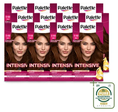 Imagen del producto de 12 tintes para el cabello Poly Palette, color castaño medio 650, 115 ml, pack ahorro, 12 unidades