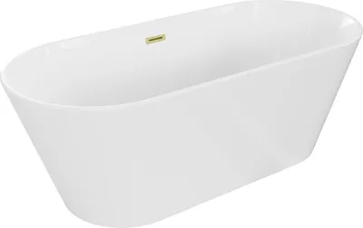 Produktbild von Mexen Flavia freistehende Badewanne 170 x 75 cm, weiß, mit gebürstetem Goldüberlauf - 54031708000-55