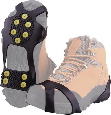 Produktbild von Famanu Anti-Rutsch Schuhspikes mit 8 Zähnen - für Bergschuhe, Wandern, Schnee, Eis, Winter, Outdoor, Trekking