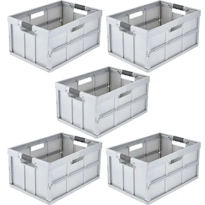 Productafbeelding van keeper benno, professionele inklapbare opbergboxen, set van 5, 45 liter, lichtzilver
