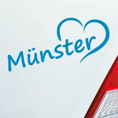 Produktbild von Auto Aufkleber Münster Herz Heart Stadt City Liebe Love 18,5x8 cm Hellblau Sticker Heckscheibenaufkleber