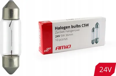 Zdjęcie produktu dla Żarówki halogenowe C5W Festoon 36mm 24V 10 szt. AMIO-01000