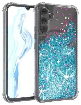 Immagine prodotto di EAZY CASE - Cover glitterata compatibile con Samsung Galaxy A34 Cover protettiva glitterata, custodia morbida, cover posteriore trasparente con motivo