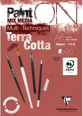 Produktbild von Clairefontaine 8x PaintON Block A6 geleimt, 20 Bl 250g, Mixed Media 976151C
