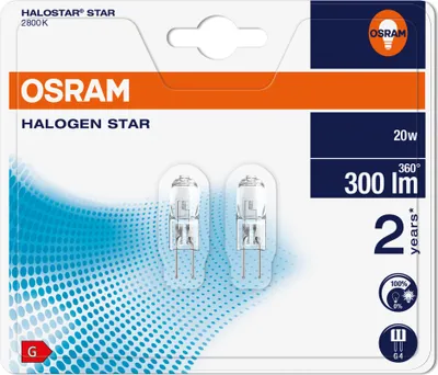 Produktbild von Osram HALOSTAR STAR, 20 W, G4, 2000 h, T10, 320 lm, 20 W