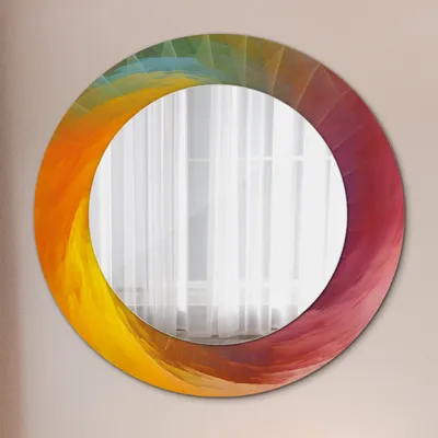 Produktbild von Ø60cm Spiegel - Glasrahmen mit Aufdruck - Wandspiegel Schlafzimmer - hypnotisch Spirale