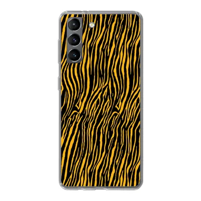 Produktbild von MuchoWow® Handyhülle Schutzhülle Hülle für Samsung Galaxy S21 Tigerdruck - Schwarz - Orange Silikon Softcase Handy Hülle - Softcase