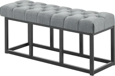 Image de Canapé rembourré en tissu - Canapé rembourré - Facile d'entretien - Structure en métal noir | Couleur : gris foncé. Taille : 100 cm