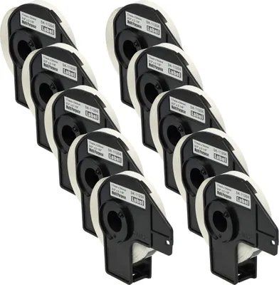 Produktbild von vhbw 10x Rolle mit Halter 400 Etiketten kompatibel mit Brother PT QL720NW Drucker - 17mm x 54mm Weiß