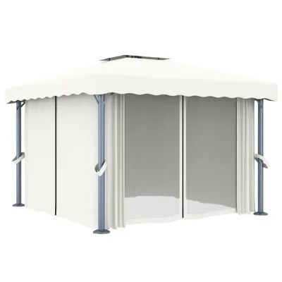 Immagine prodotto di Gazebo con Tende 3x3 cm Bianco Crema Alluminio