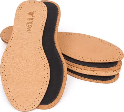 Produktbild von BISON Schuh Einlegesohlen Leder - Einlegesohlen Anti Schweiß - Schuheinlagen Schweißfüße - Schuheinlagen Leder - Schuhsohle - Frischesohlen - Ledersohlen für Schuhe (44, 3 Paare)