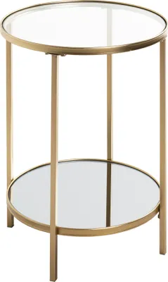 Produktbild von HAKU Beistelltisch gold - Metall, Sicherheitsglas 5 mm, Spiegel, B/H/T: 39x55x39 cm