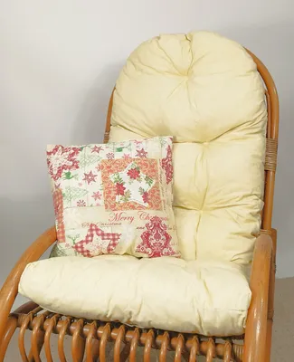 Produktbild von Auflage / Polster für Schaukelstuhl , Liegestuhl , Ersatzpolster Gr. 130 x 50 x 12 cm, Fb. beige + Zierkissen 40 x 40 cm Christmas