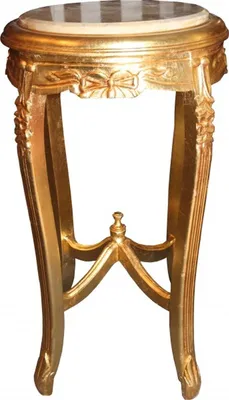 Casa Padrino Barock Beistelltisch Tisch Telefontisch Gold Creme Marmor Marmorplatte Baroque Furniture Side Table Cream Marble