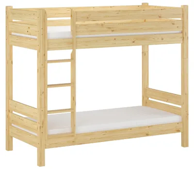 Produktbild von Etagenbett mit wählbarem Zubehör 80x200 extra stabil Kiefer Nische 100 teilbar V-60.16-08T100Rollrost und Matratze inkl.