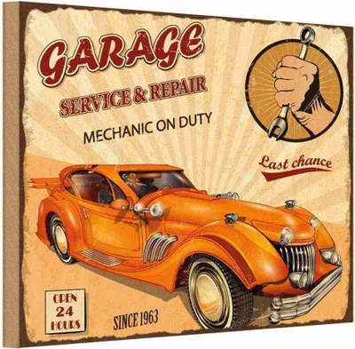 Produktbild von vianmo Holzschild 12x18 cm Garage Service mechanic on duty Auto Werkstatt