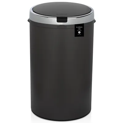Obrázok produktu pre Les Collectors N° 347 automatický odpadkový kôš, objem 42 l, infračervený senzor otvárania, tichý, okrúhly tvar, tmavosivý výstup, nerezová oceľ, 30 x 30 x 72 cm, 42 l