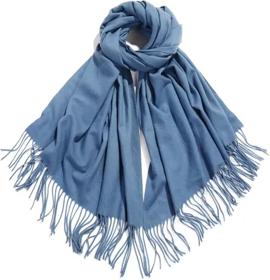 Produktbild von Damen Pashmina Schal Elegant Warm Weich Groß Blau 200 x 66 cm L