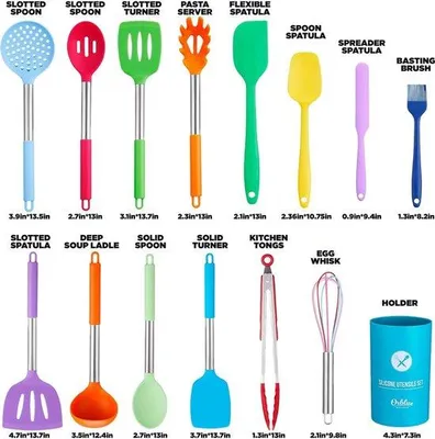 Image de Set d'ustensiles de cuisine en silicone, 14 pièces