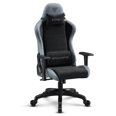 Zdjęcie produktu dla Krzesło gamingowe Sense7 Spellcaster FUKU, krzesło biurowe, ergonomiczne krzesło biurowe, obrotowe krzesło z podparciem dla głowy, udźwig do 120 kg, kolor czarny i szary