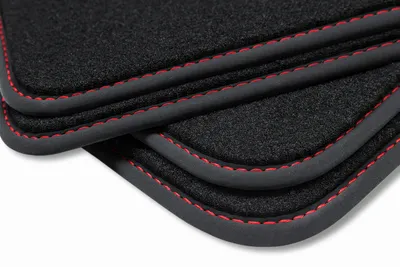 Produktbild von Velours Fußmatten passend für Seat Ibiza 3 6L Bj. 2002-2008 Deluxe Velours, Naht:Rot