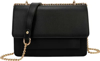Image de Gallantry, sac à bandoulière pour femme avec chaîne dorée et rabat avant, noir