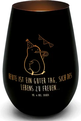 Produktbild von Mr. & Mrs. Panda Laterne Avocado Party - Schwarz - Geschenk, Happy Birthday, Kerzenhalter, Geburtstag, teelichtglas, Outdoor Windlicht, Teelichthalter Glas