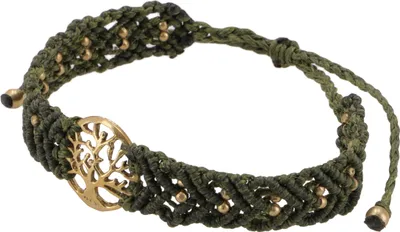 Produktbild von Goa Armband, Makramee, Festival Armband - Tree of Life Modell 19, Grün, Baumwolle,Messing,Baumwollfäden, 24*2*0,5 cm, Armreifen & Armbänder Modeschmuck
