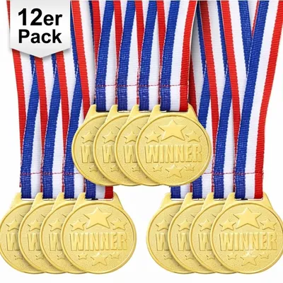 Produktbild von 12er Pack Medaillen Zinklegierung Sport Meisterschaft Bänder