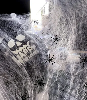 Spinnennetz 100 g weiß mit 30 Spinnen, Halloween-Deko