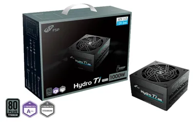 Produktbild von FSP Hydro Ti PRO 1000W Netzteil ATX ATX3.1 Schwarz, 1000 W, 100 - 240 V, 50/60 Hz, 13-6 A, 120 W, 1000 W