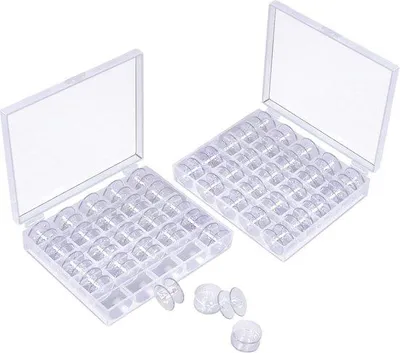Produktbild von 50 Plastikspüllöffel, Spüllöffel für Nähmaschinen - Nähgarnspüllöffel mit Aufbewahrungsbox