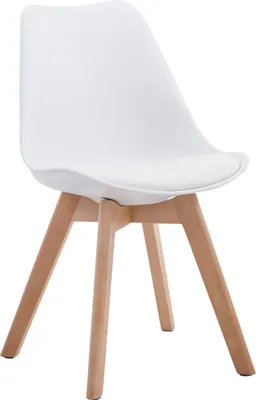Produktbild von Moderner Esszimmerstuhl – Esszimmerstuhl – bequeme Sitzposition | Farbe: Weiß | Kleidungsfarbe: Natur