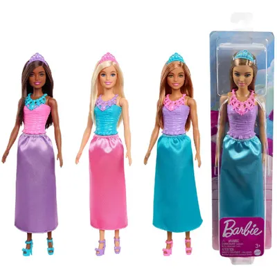 Image de Barbie Dreamtopia Poupée royale, blonde avec jupe rose, chaussures et accessoire pour les cheveux