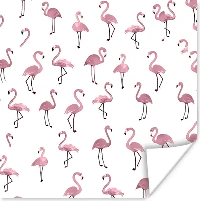 Produktbild von MuchoWow® Poster Flamingo - Rosa - Muster - Illustration 100x100 cm - Babyzimmer