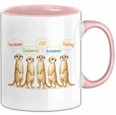 Produktbild von Schüler Abschluss Tasse Geschenk Lustige Geschenkidee Spruch Herzlichen Glückwunsch Zur Bestandenen Prüfung (Rosa)