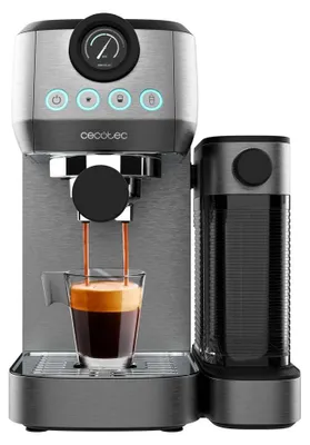 Obrázok produktu pre Cecotec Poloautomatický kávovar Power Espresso 20 Steel Pro Latte. 1350 W, Thermoblock, ForceAroma s tlakom 20 bar