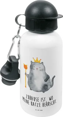 Produktbild von Mr. & Mrs. Panda Trinkflasche Katze König - Weiß - Geschenk, Kinder, Haha, Kita, Krone, Wasserflasche, Kindergarten, Cats, Familie, Sportflasche, Wohnung