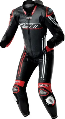 Zdjęcie produktu dla RST Race Dept V4.2 D3O – jednoczęściowy kombinezon motocyklowy z poduszką powietrzną i perforacją, czarny/czerwony/biały, rozmiar 56